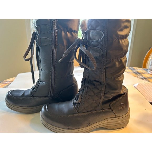 Women's Totes Quilted Claudia Size 7M Pewter Grey Lace Up Zipper - Picture 4 of 8